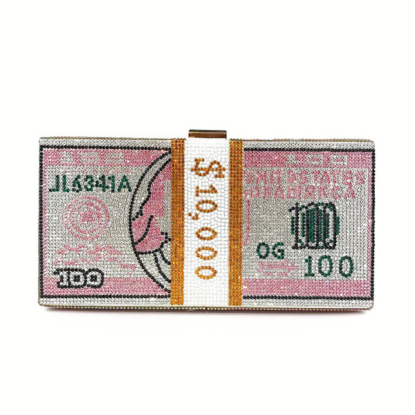 MONEY bling clutch pink